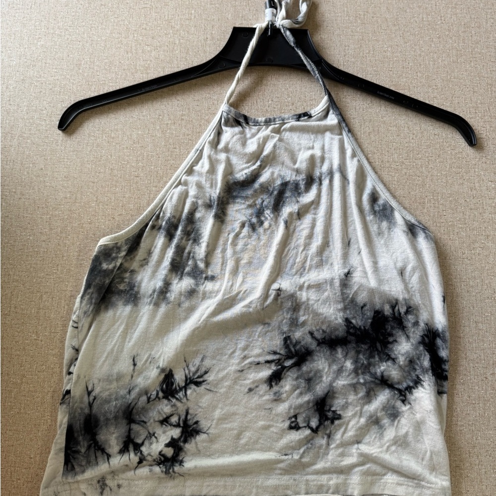 Tie-Dye Halter Neck Top - Black and White